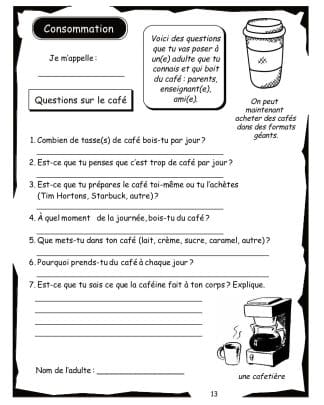 Carnet de santé (3e année) - Le café