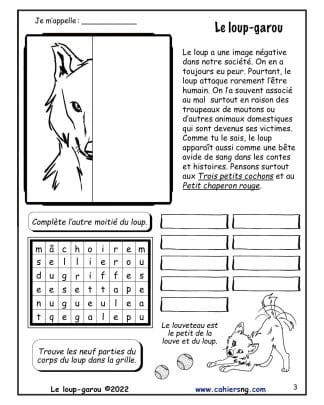 Le loup-garou (6e) - Complète la tête !
