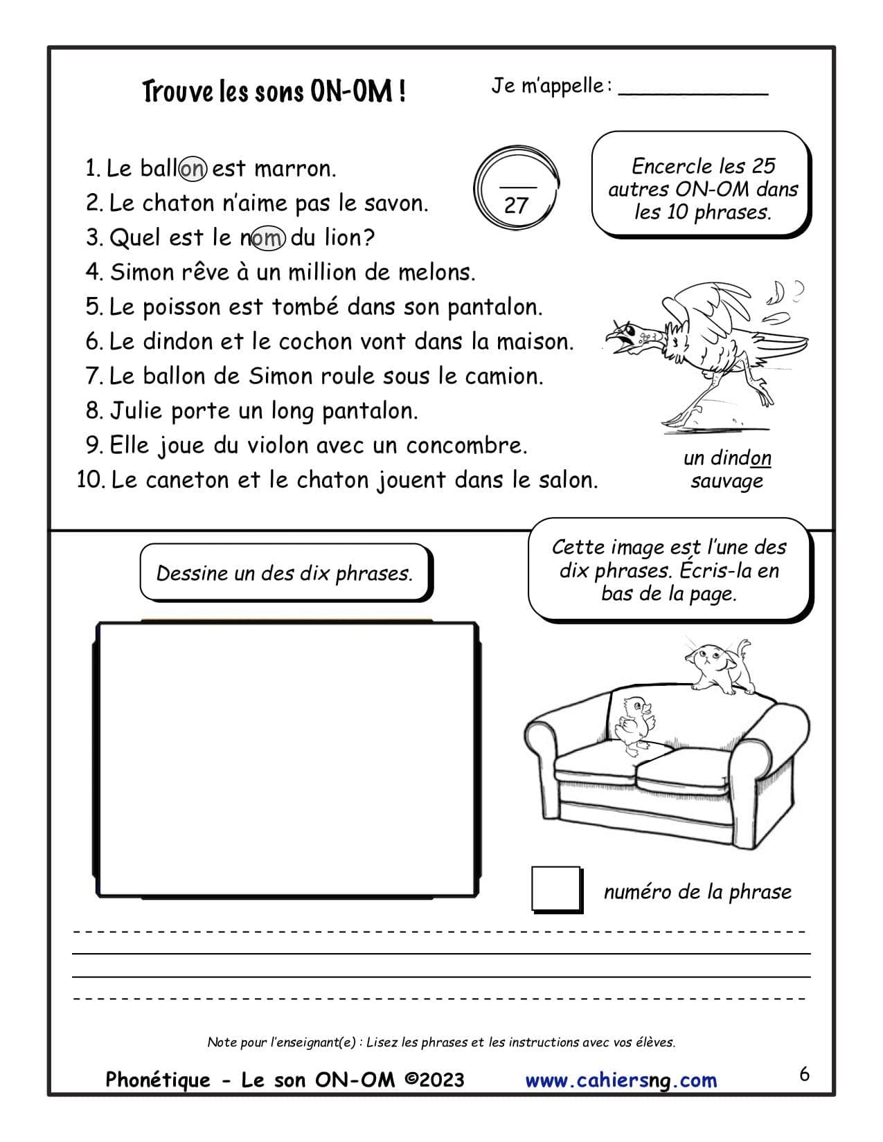 Phonétique - Le son ON-OM (2e/3e années) - NOUVEAUTÉ ! – Image 3