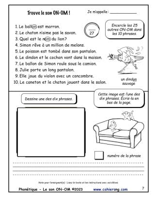 Phonétique - Le son ON-OM – Trouve les ON-OM !