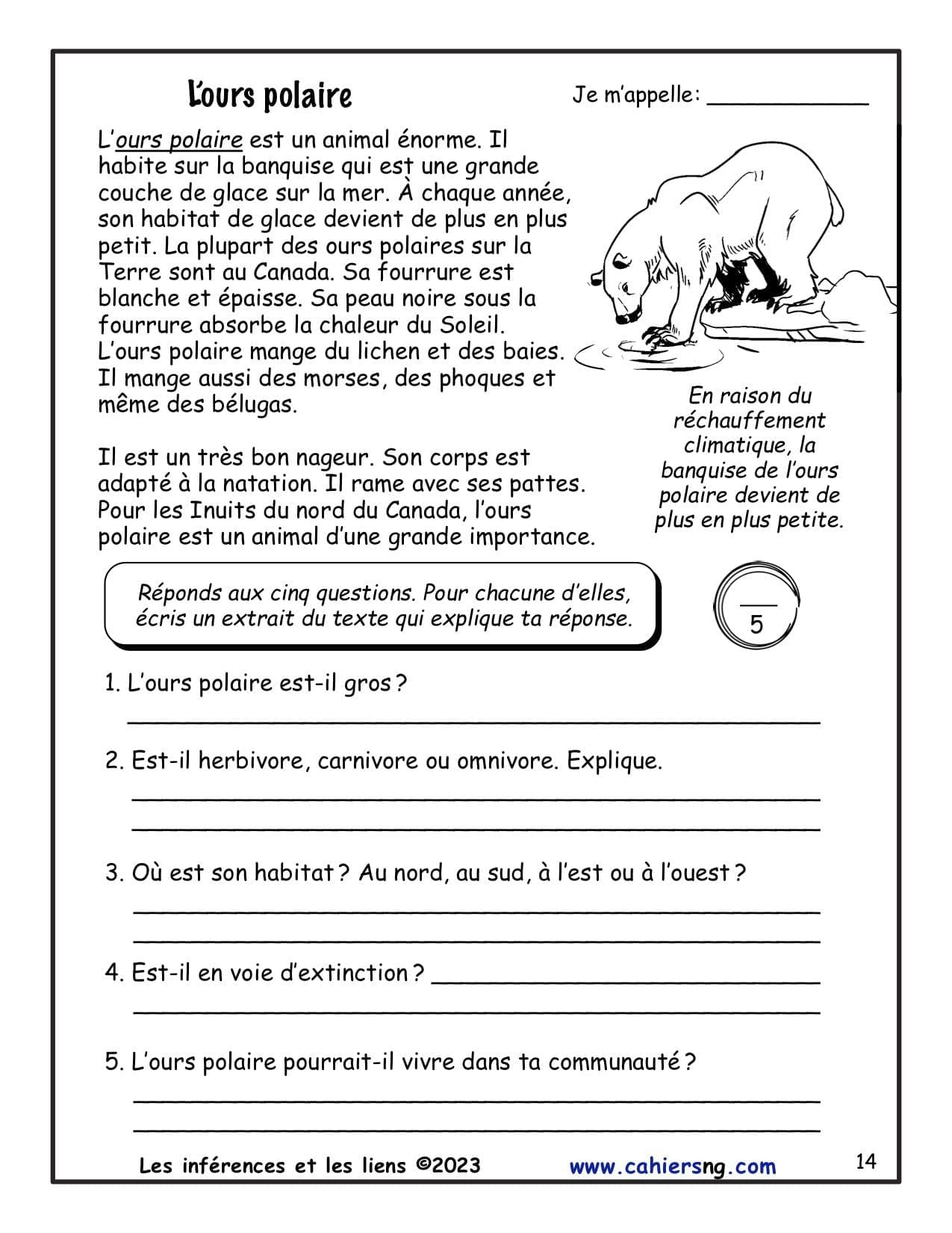 Les inférences (Animaux du Canada) - 4e année - NOUVEAUTÉ ! – Image 3
