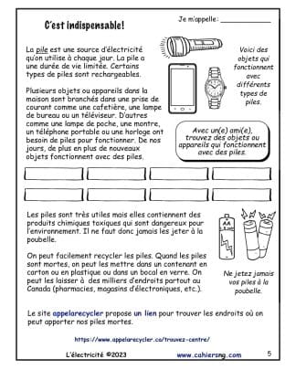 L'électricité (6e) – La pile