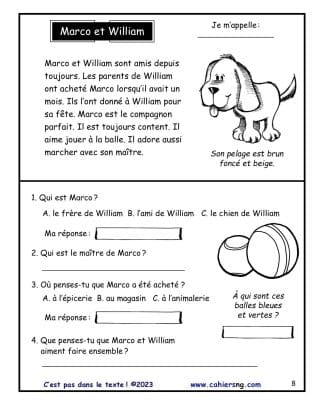 C'est pas dans le texte (3e/4e - Inférences) - Le chien