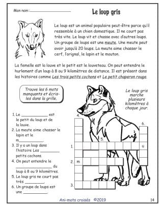 Les ani-mots croisés (2e/3e) - Le loup