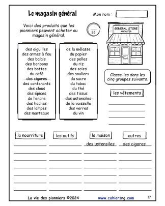 La vie des pionniers - 3e/4e - Le magasin