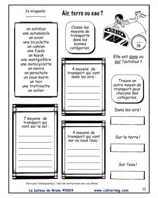Le bateau de Bruno (3e/4e) - Transports