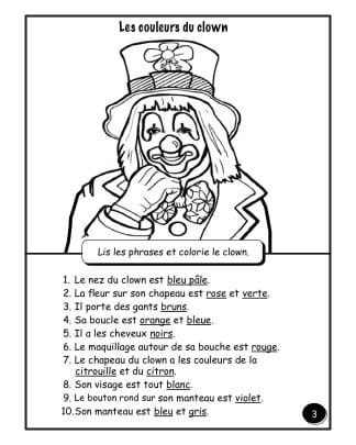 Les couleurs – (3e/4e) - Le clown