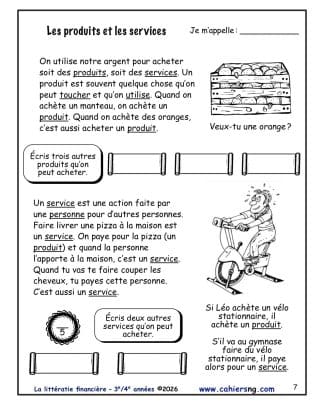 Littératie financière (3e/4e) - Produits et services