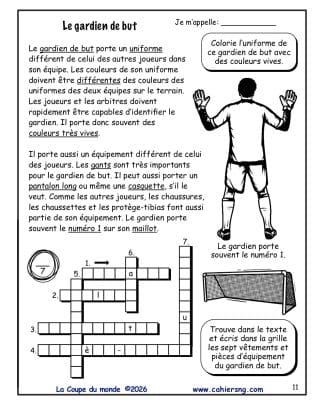 La Coupe du monde (5e/6e) - Foot, soccer ou football ? – Le gardien